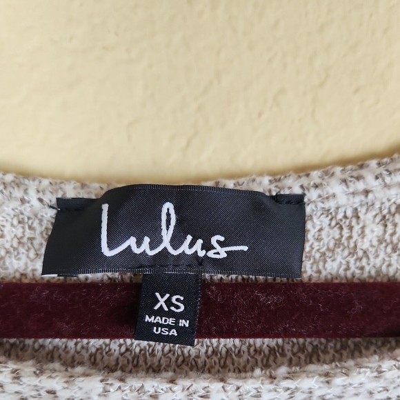 Lulu B Shirt Oversized boho lounge Womens XS‎ cream brown boat Neck long Sleeve - Picture 2 of 6